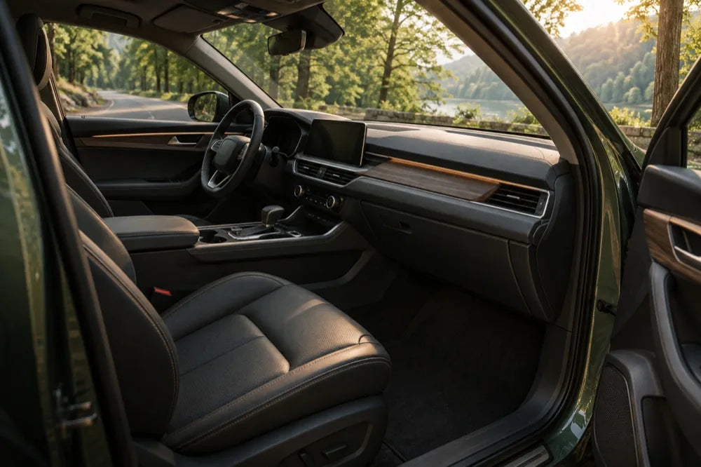 A comfortable car interior in natural light