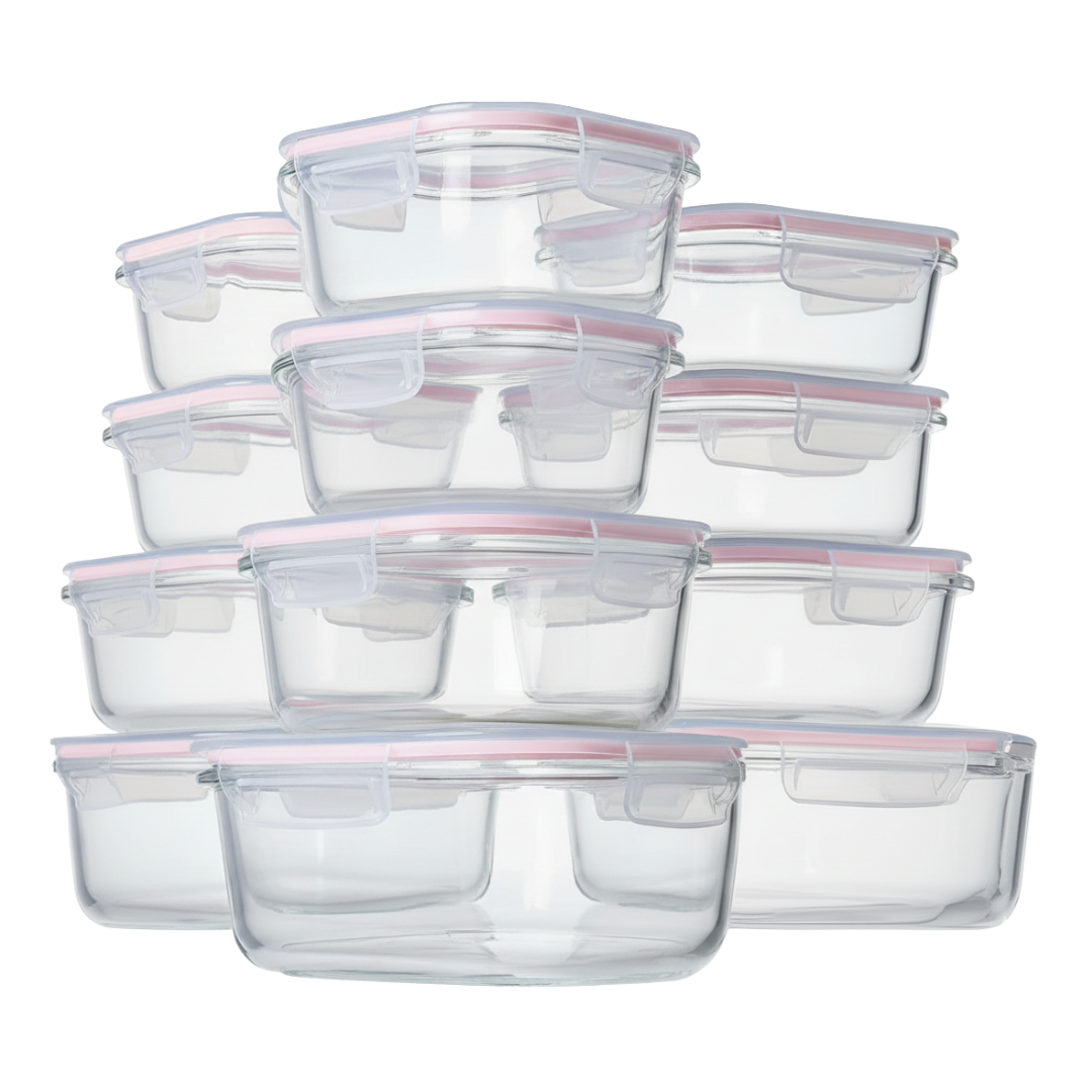 12 Piece Borosilicate Glass Food Storage Containers with Lids