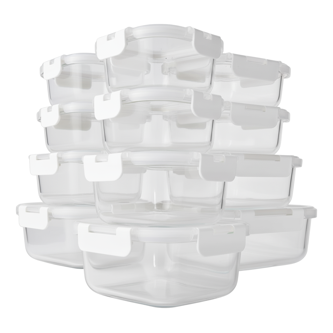 12 Piece Borosilicate Glass Food Storage Containers with Lids