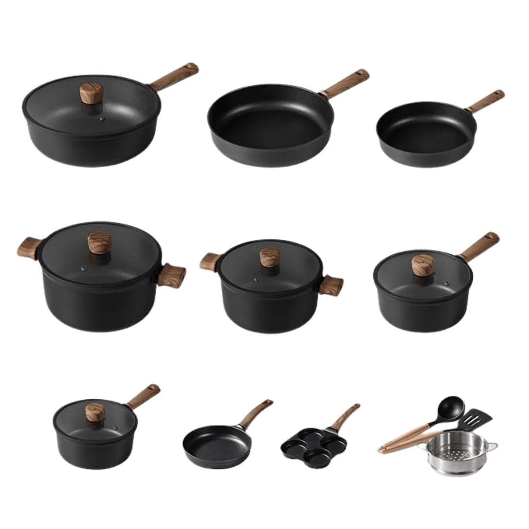 17-Piece Nonstick Cookware Set with Lids, Aluminum & Titanium