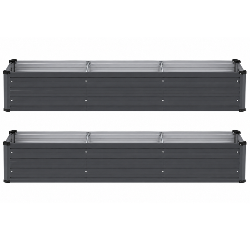 2 Pack Galvanized Raised Garden Beds 6 x 2 x 1 FT Metal Planter Kit