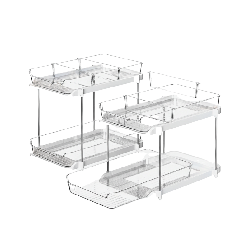 2-Tier Clear Acrylic Under Sink Organizer with Sliding Drawers