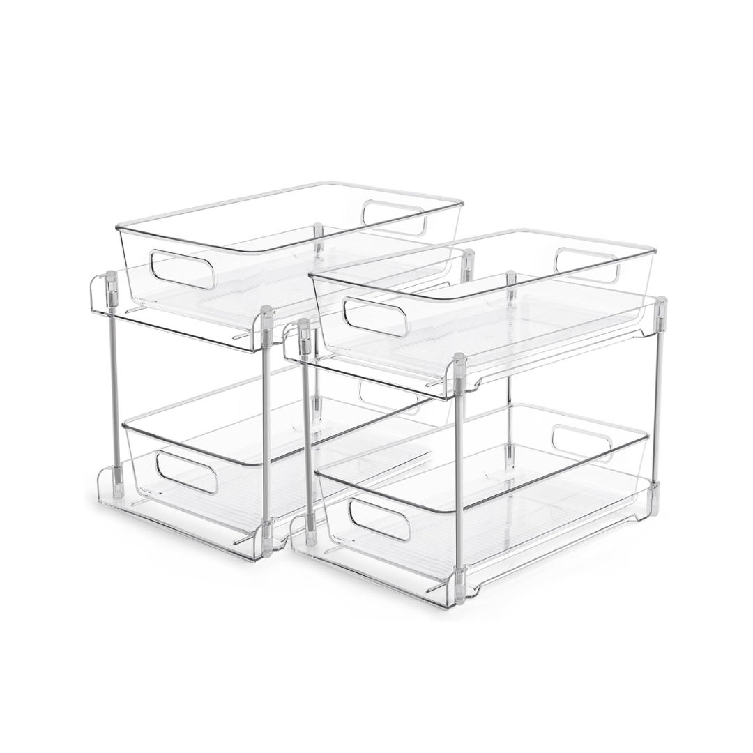 2-Tier Pull-Out Storage Drawers Organizer for Cabinets and Countertops