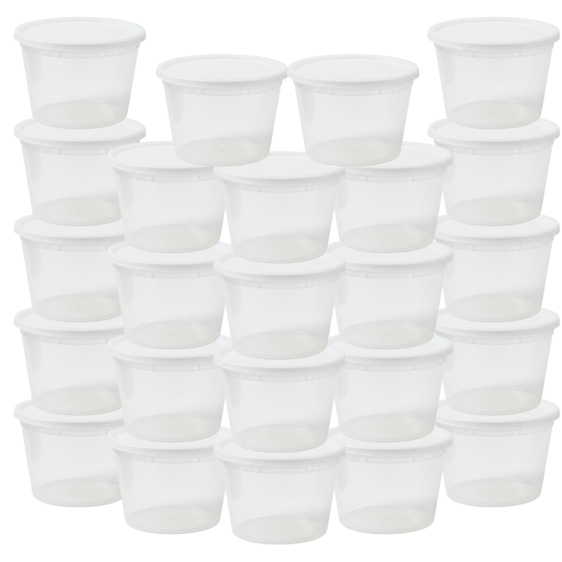 24 Pack Reusable Plastic Food Storage Containers with Snap-on Lids