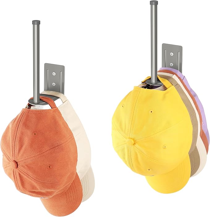 2pc Hat Rack Organizer for Caps, Stainless Steel, Wall Mounted Storage