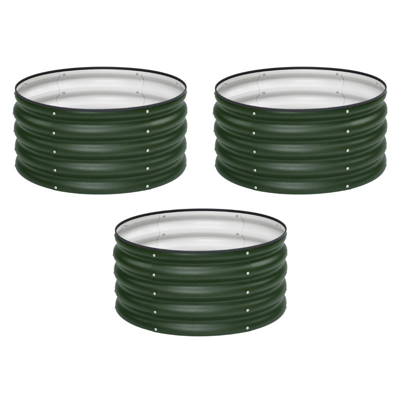 3 Pack Round Galvanized Raised Garden Bed Kit 24 x 12 Inch