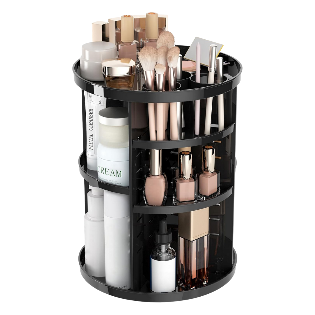 360 Rotating Adjustable Acrylic Makeup Organizer with Compartments