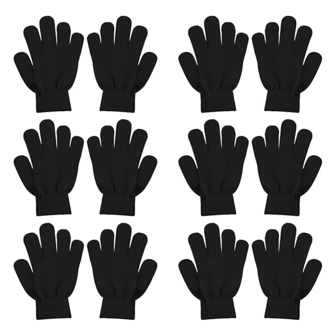 6 Pair Set Unisex Acrylic Knit Gloves for Winter Use