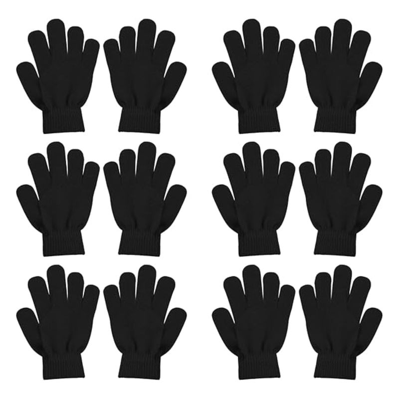 6 Pair Set Unisex Acrylic Knit Gloves for Winter Use