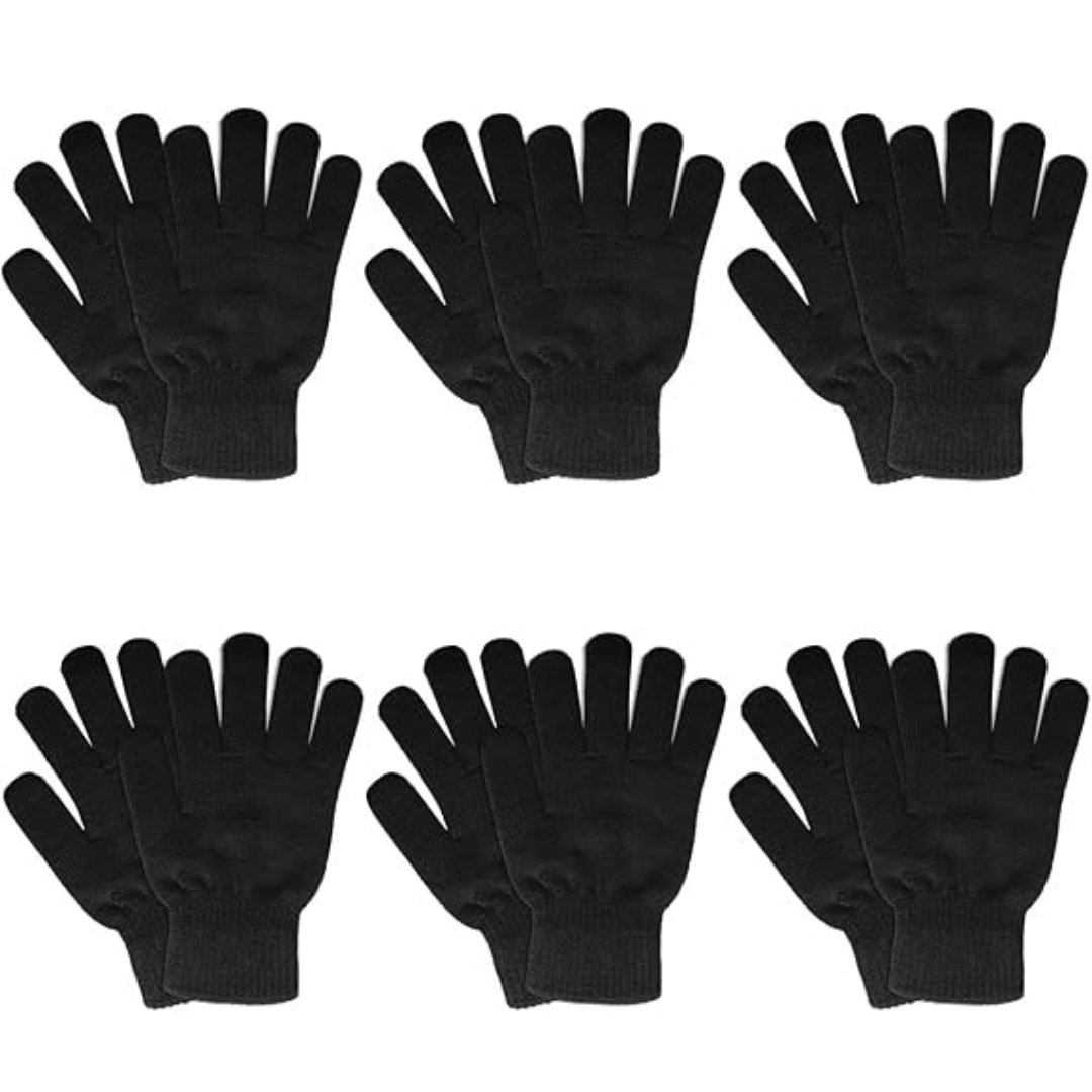6 Pair Set Unisex Acrylic Knit Gloves for Winter Use