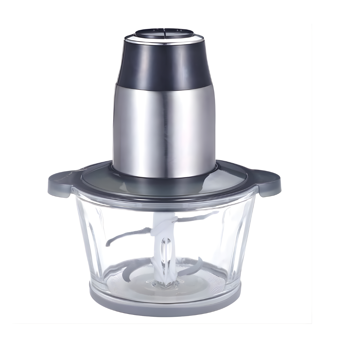8-Cup Food Processor with Glass Bowl and Stainless Steel Blades, 450W