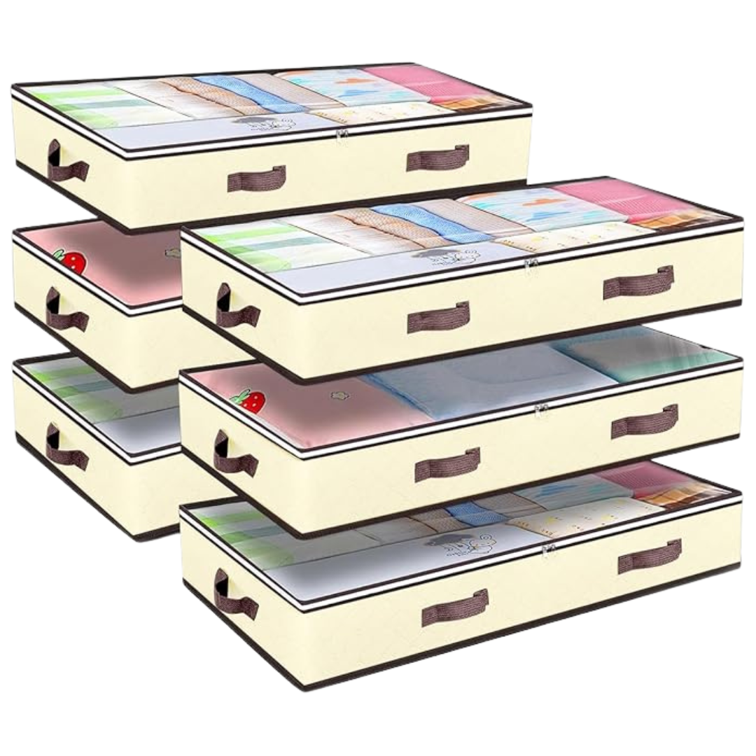 90L Under Bed Storage Bins with Zipper Lid, Foldable Fabric Bag