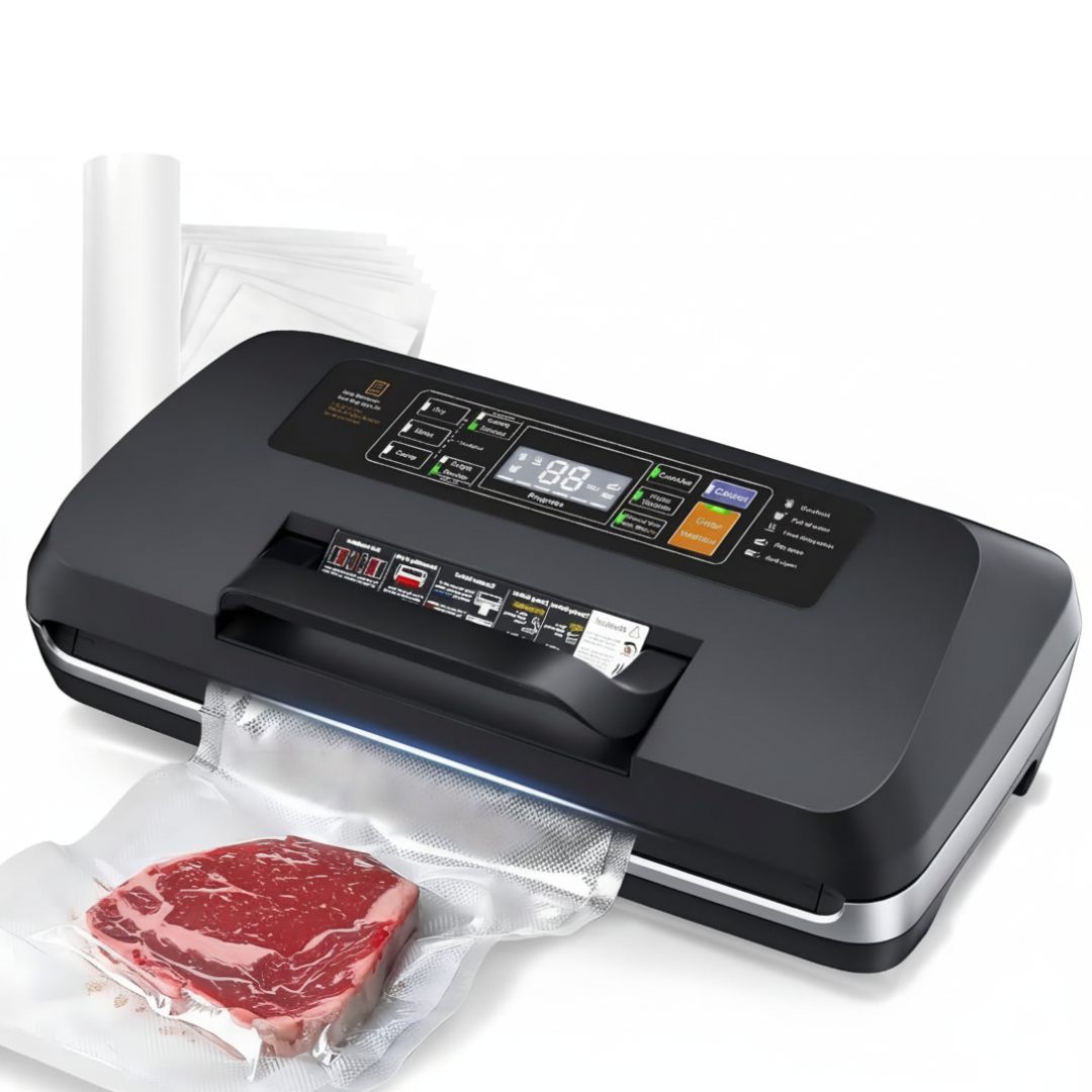 95kPa Vacuum Sealer Machine with Double Heat Seal & Built-in Cutter