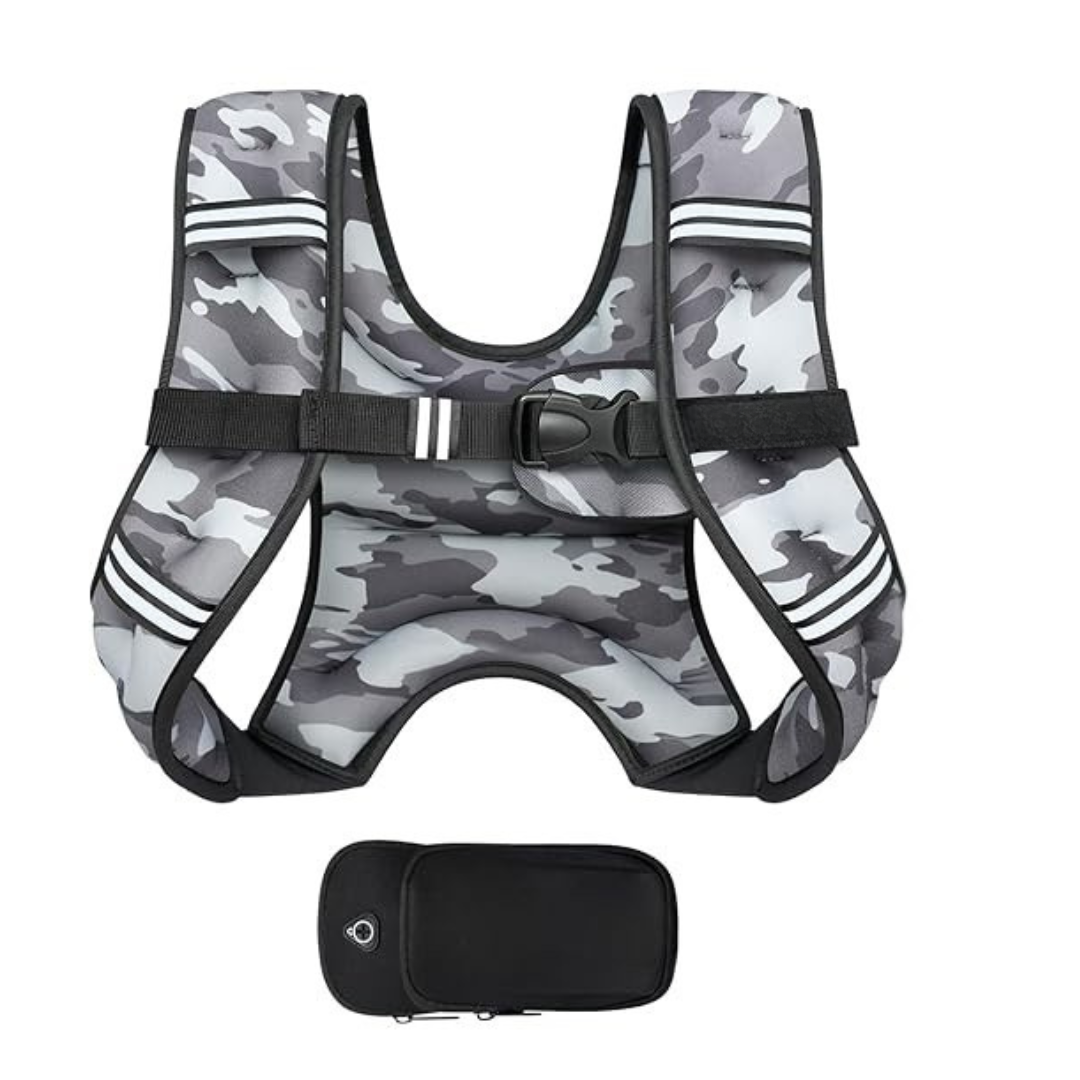 Adjustable Weighted Training Vest with Reflective Straps and Detachable Pouch