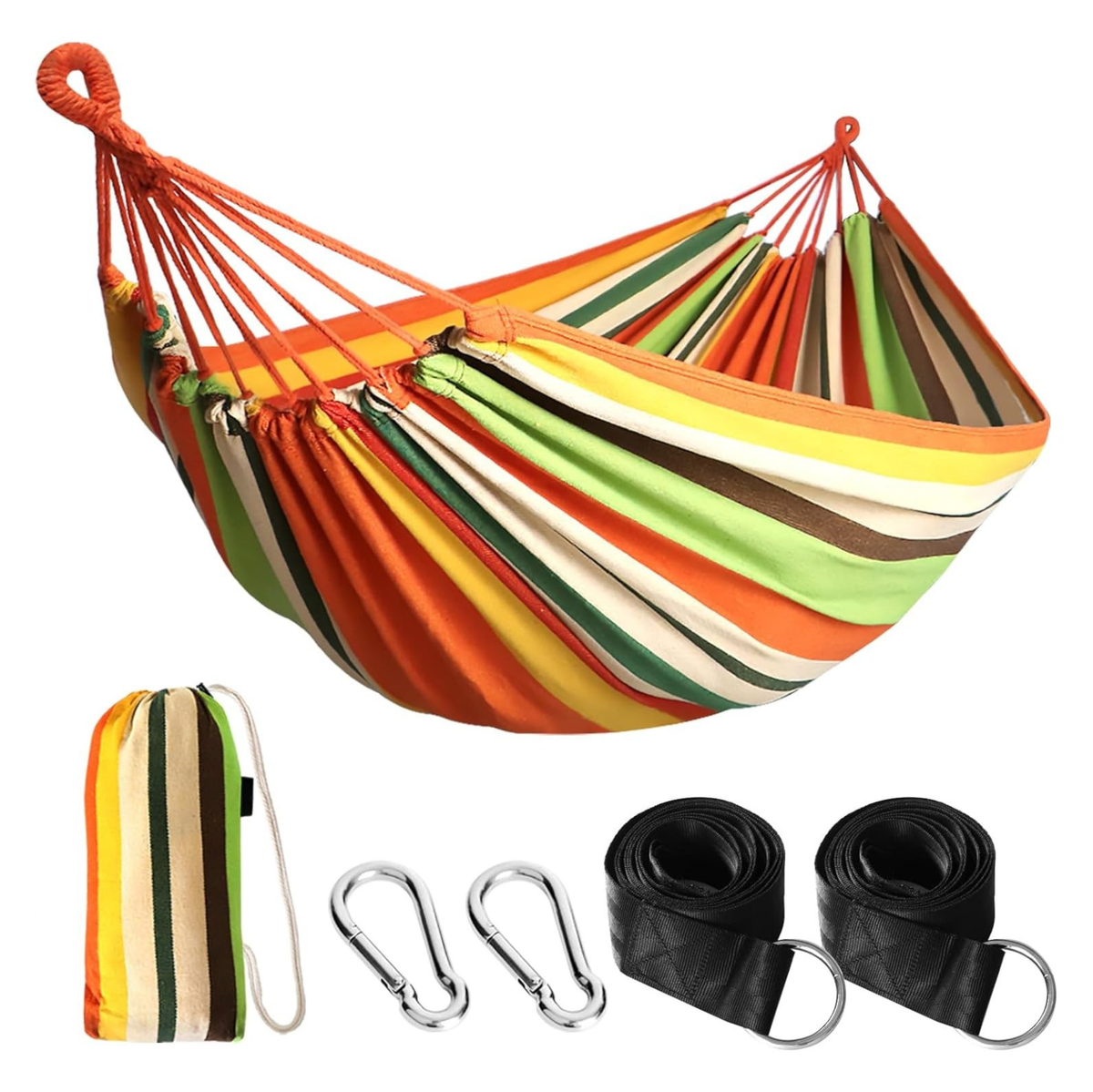 Cotton Camping Hammock with Tree Straps 660lb Capacity Portable