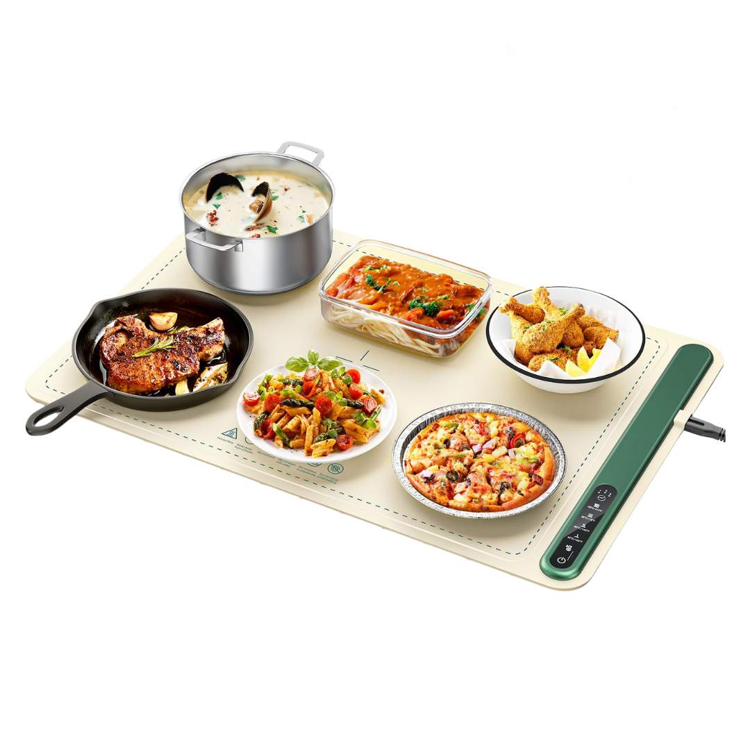 Electric Food Warming Tray with 4 Heat Levels and Timer Control