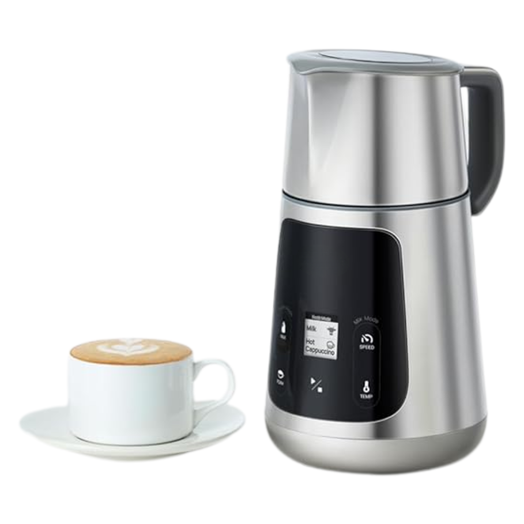 Electric Milk Frother with Adjustable Heat and Froth Settings