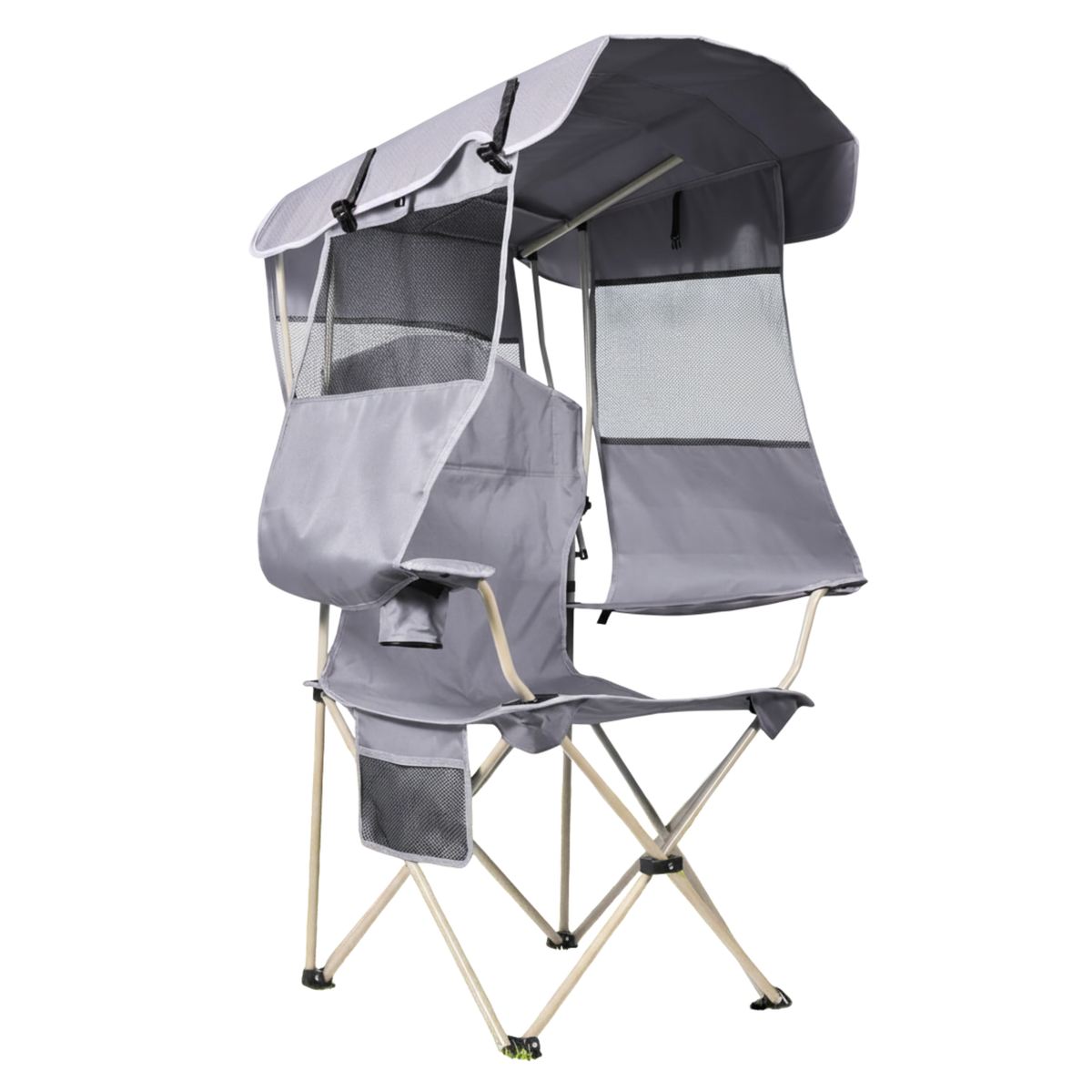 Folding Camping Chair with Adjustable Canopy and Rear Shade Panel