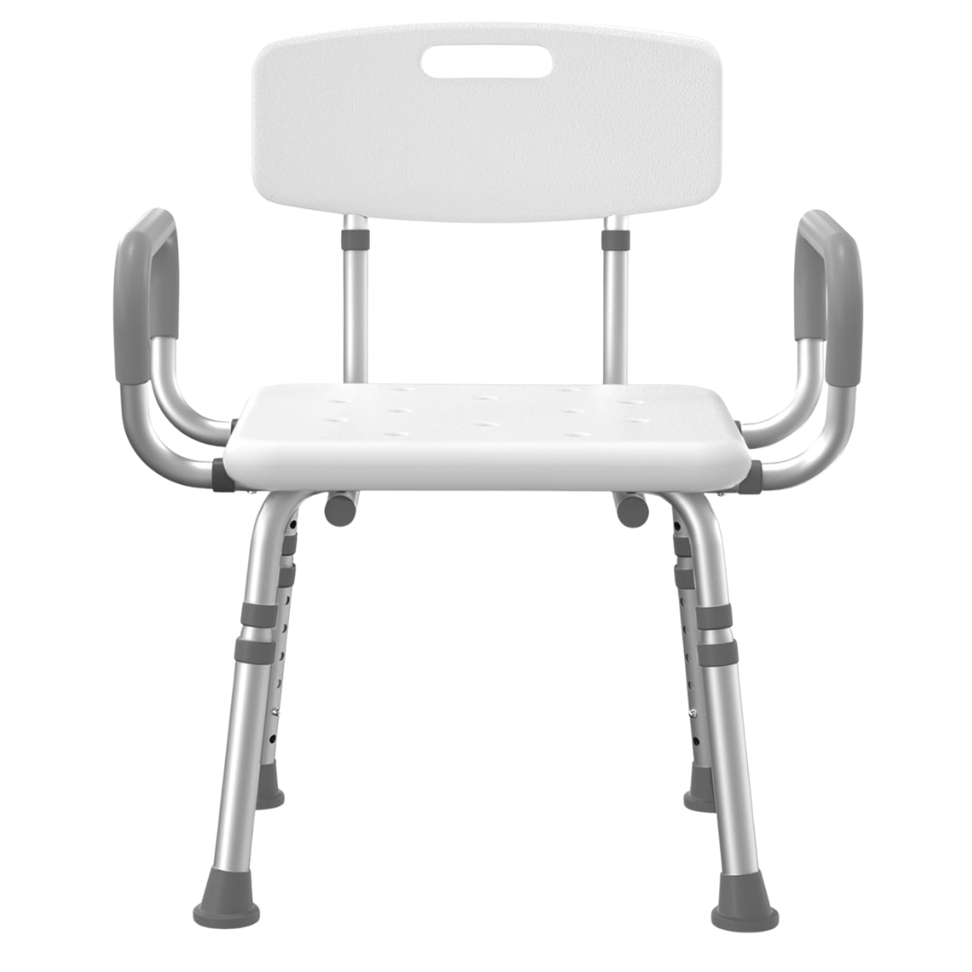 Heavy Duty Shower Chair with Arms and Back for Elderly Adults