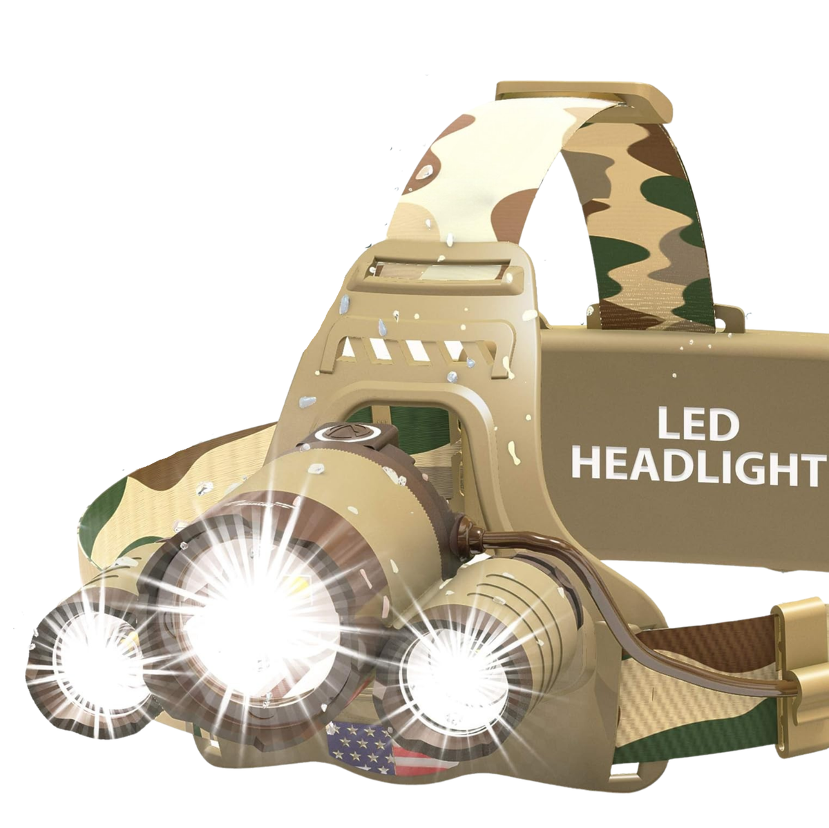 LED Headlamp with Adjustable Beam, Red Light Mode, USB-C Rechargeable