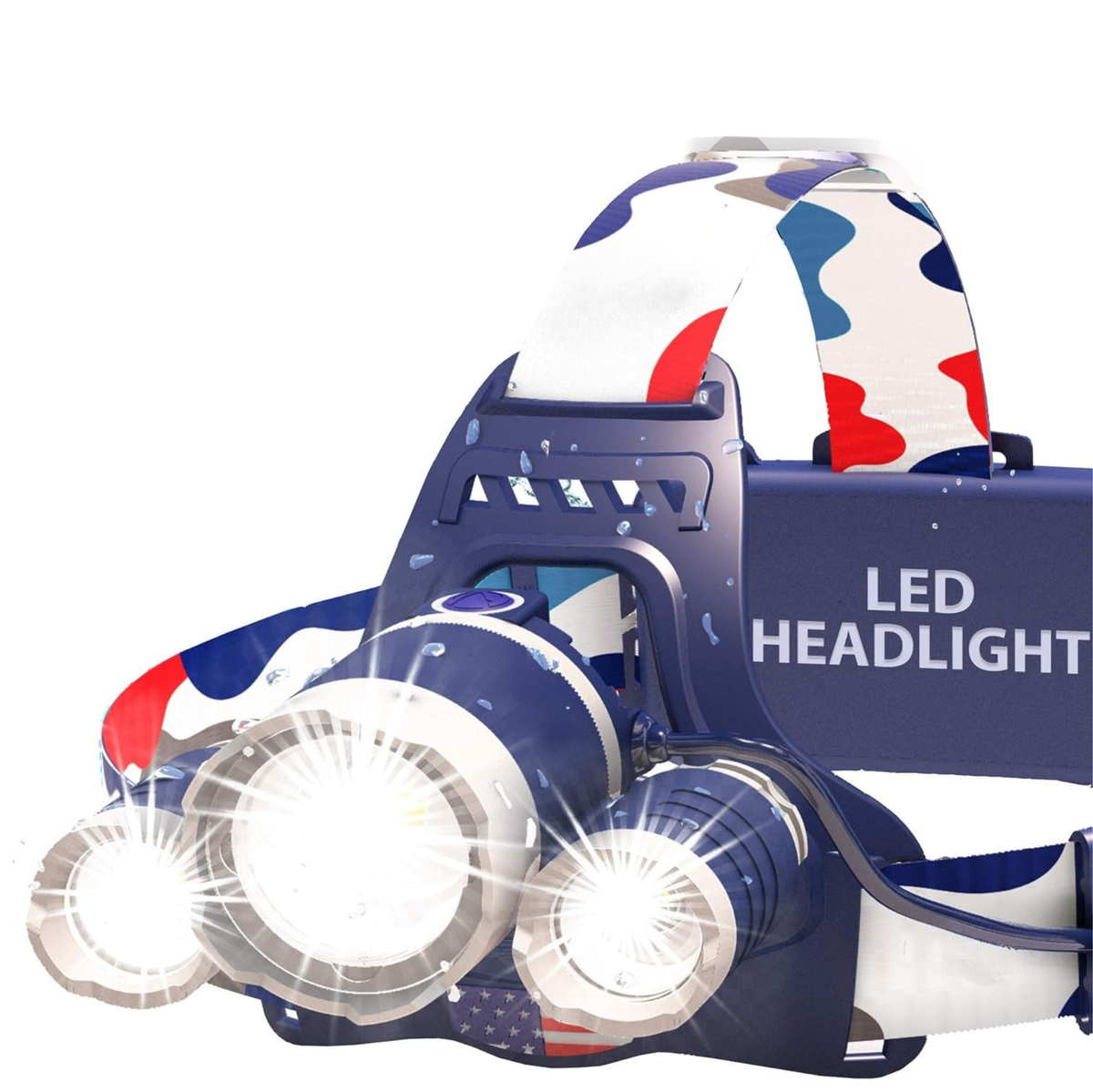 LED Headlamp with Adjustable Beam, Red Light Mode, USB-C Rechargeable