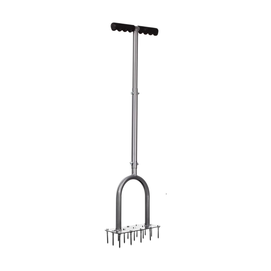 Manual Lawn Aerator with 15 Iron Spikes for Soil and Grass Care