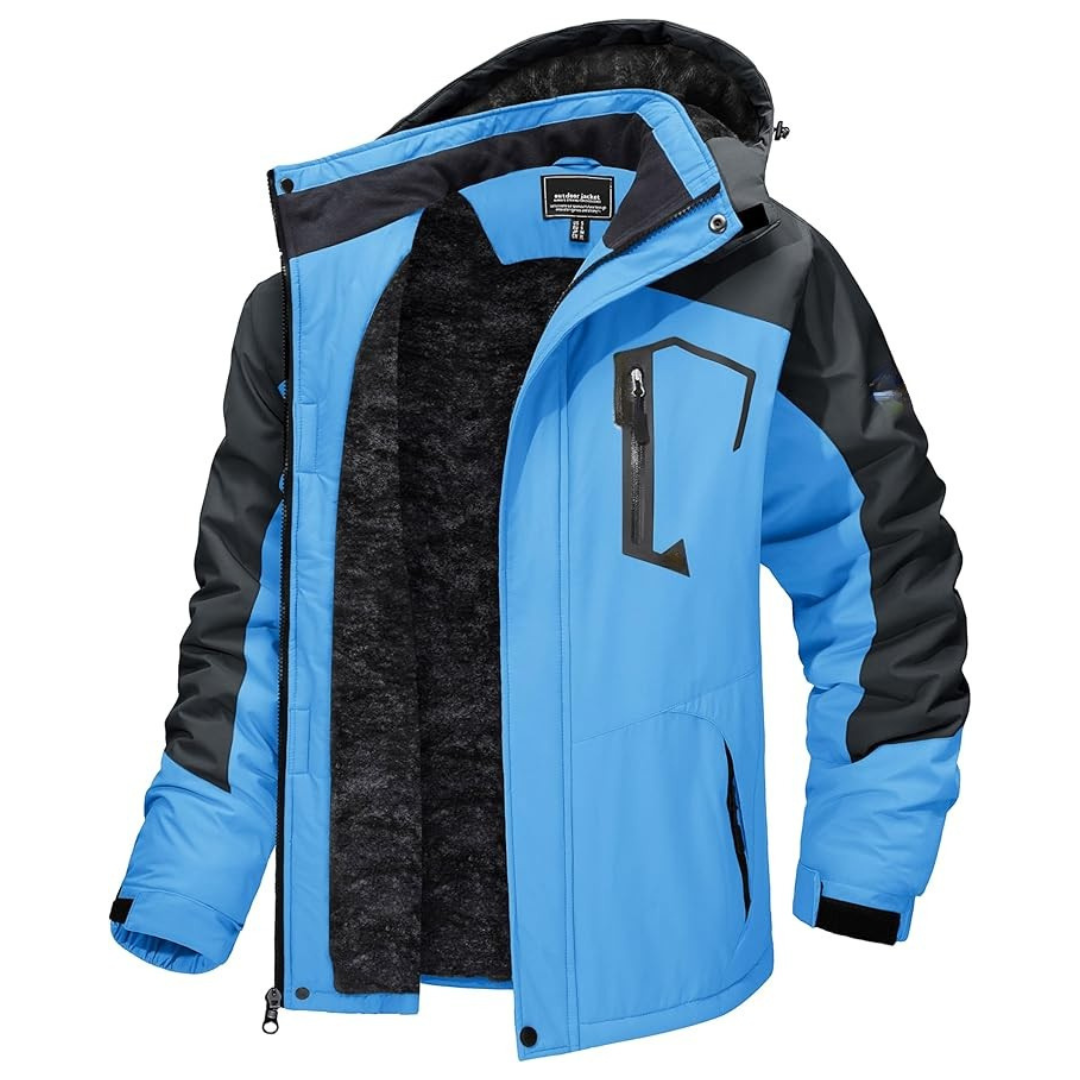 Men’s Water-Resistant Fleece Ski Jacket with Detachable Hood
