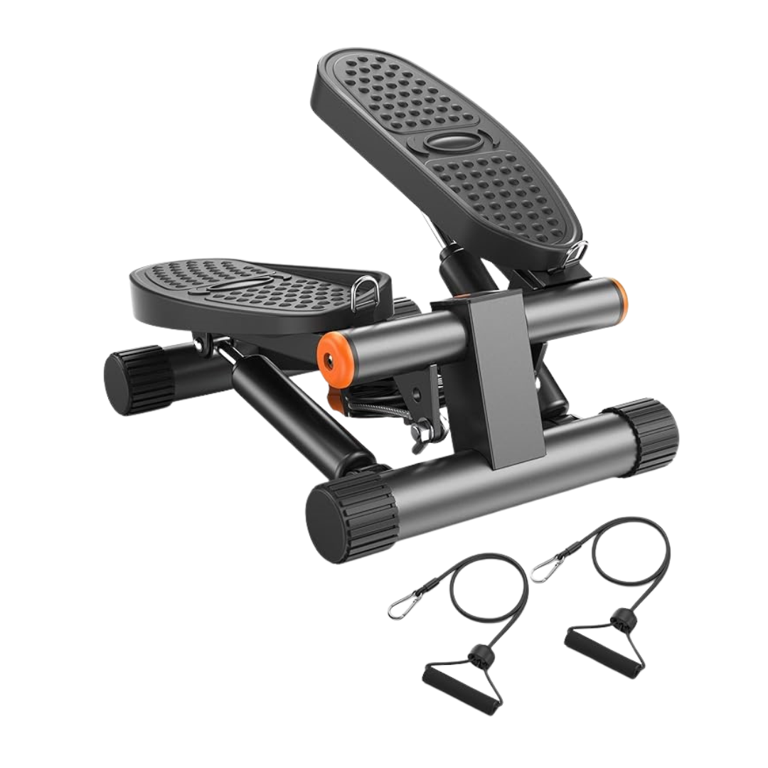 Mini Stepper Exercise Machine with Hydraulic Resistance and Resistance Bands