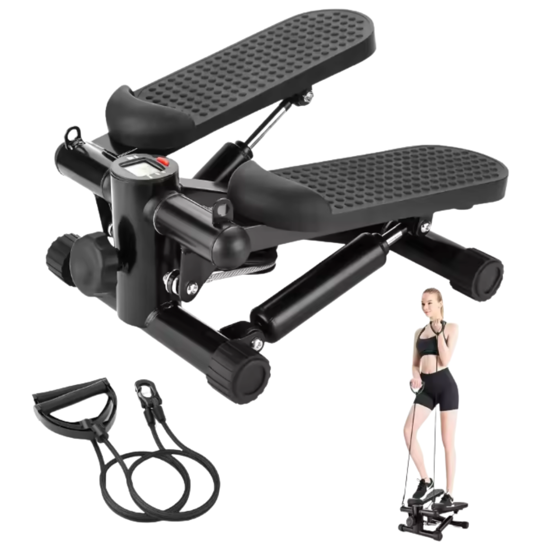 Mini Stepper Machine with Hydraulic Drive and Resistance Bands
