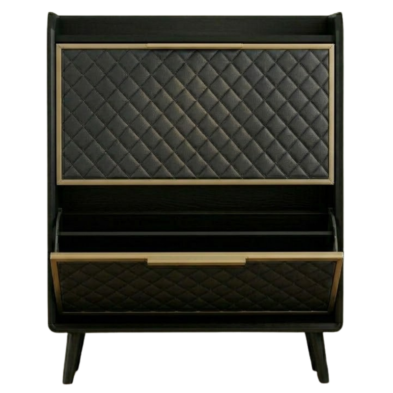 Modern Shoe Storage Cabinet with Flip Drawers and Quilted Panels