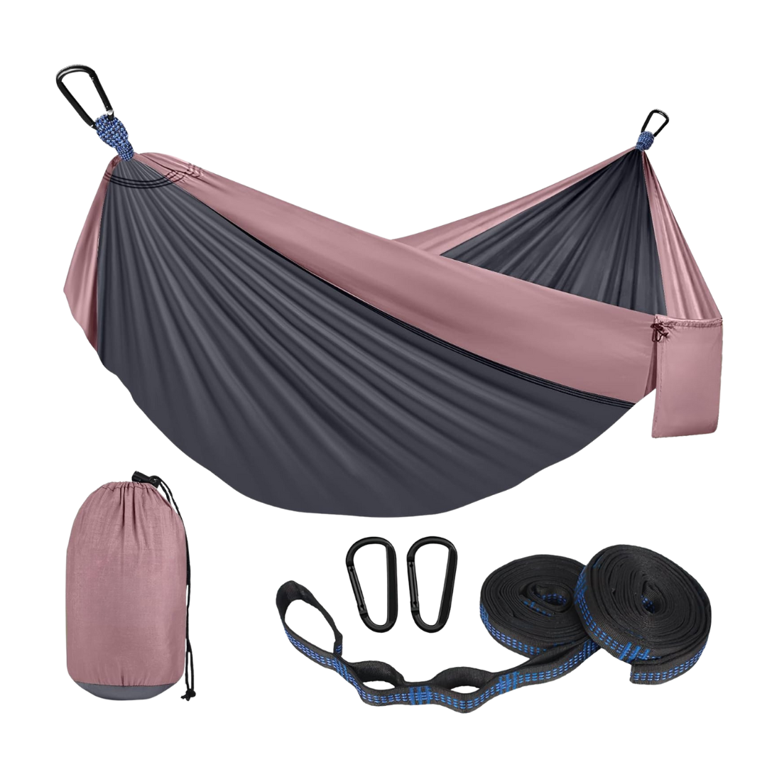 Nylon Camping Hammock with Adjustable Straps and 2 Carabiners