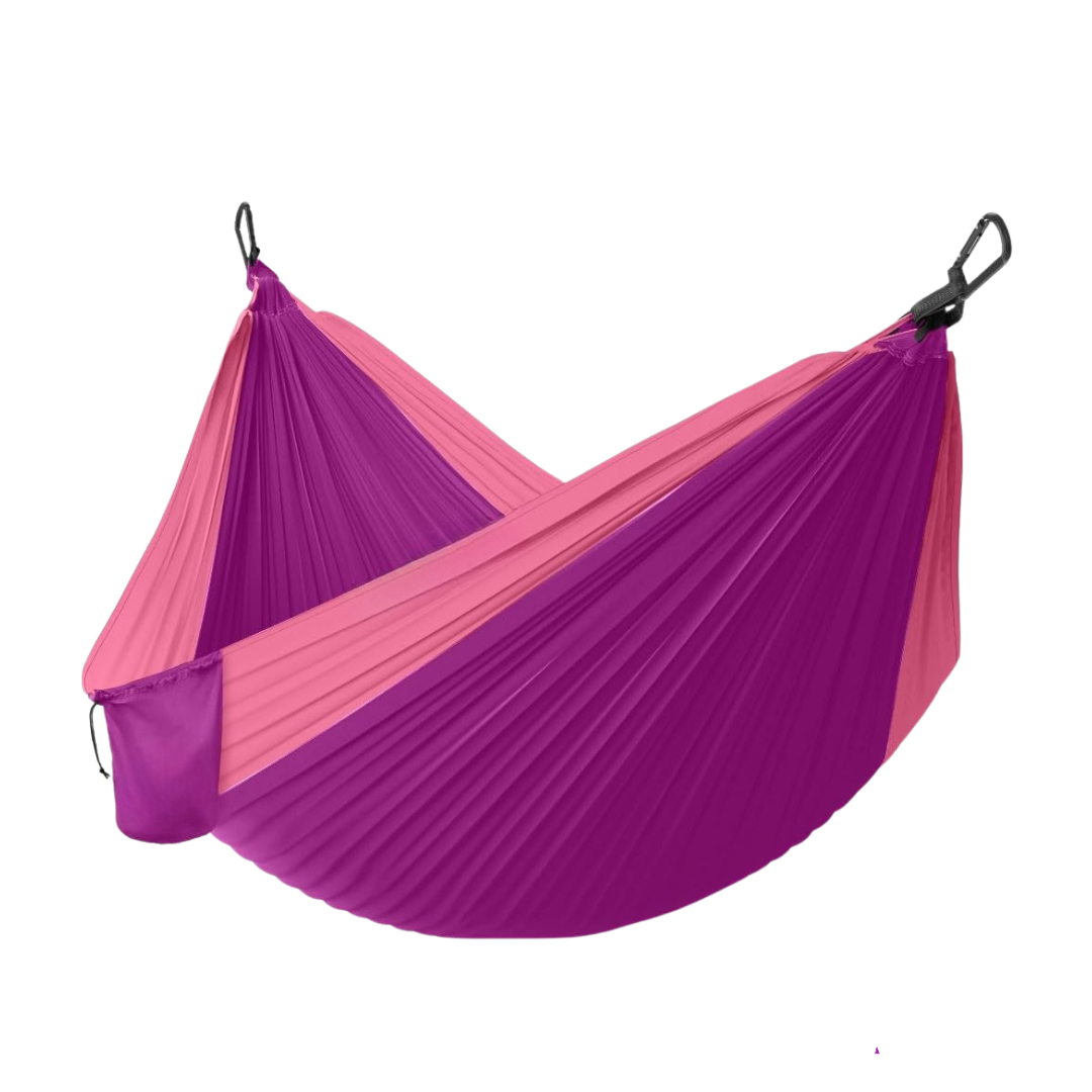 Nylon Hammock with Adjustable Tree Straps and Steel Carabiners