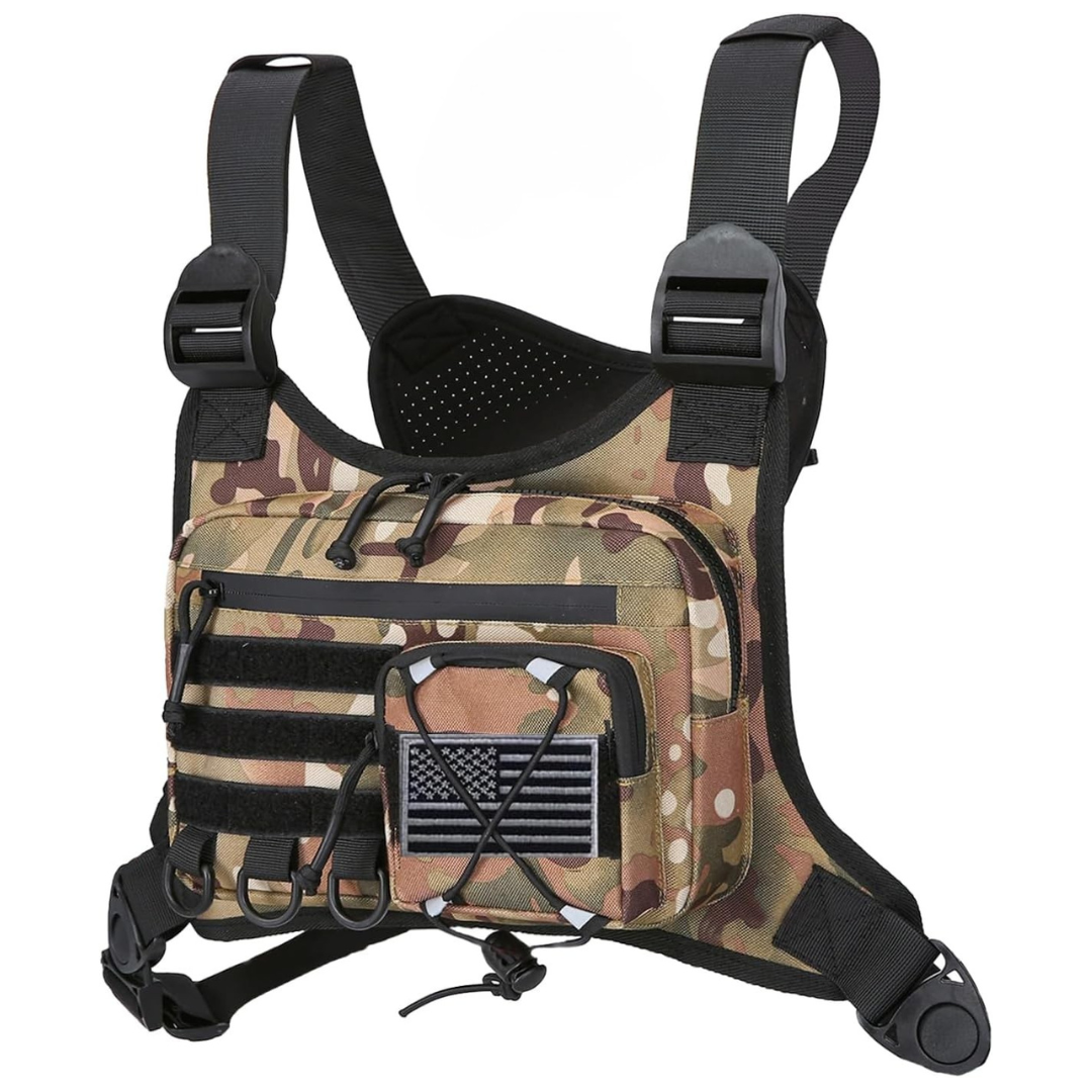 Outdoor Chest Bag with Adjustable Straps and Zippered Storage