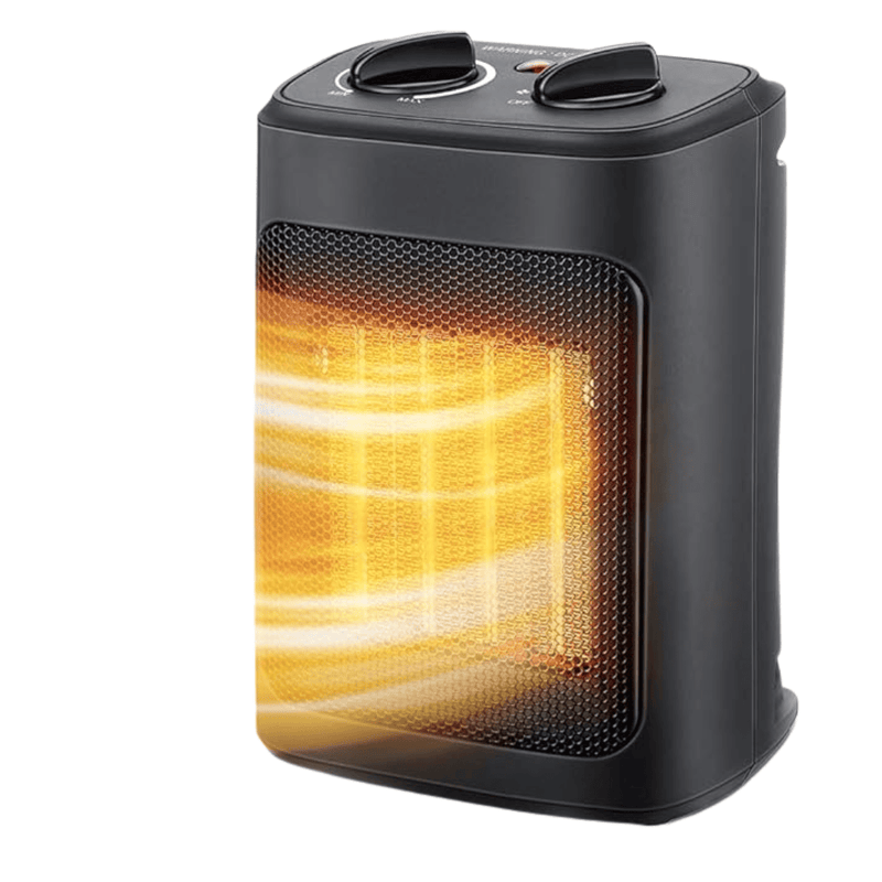 Portable Electric Space Heater with Thermostat and Fan Mode, Black