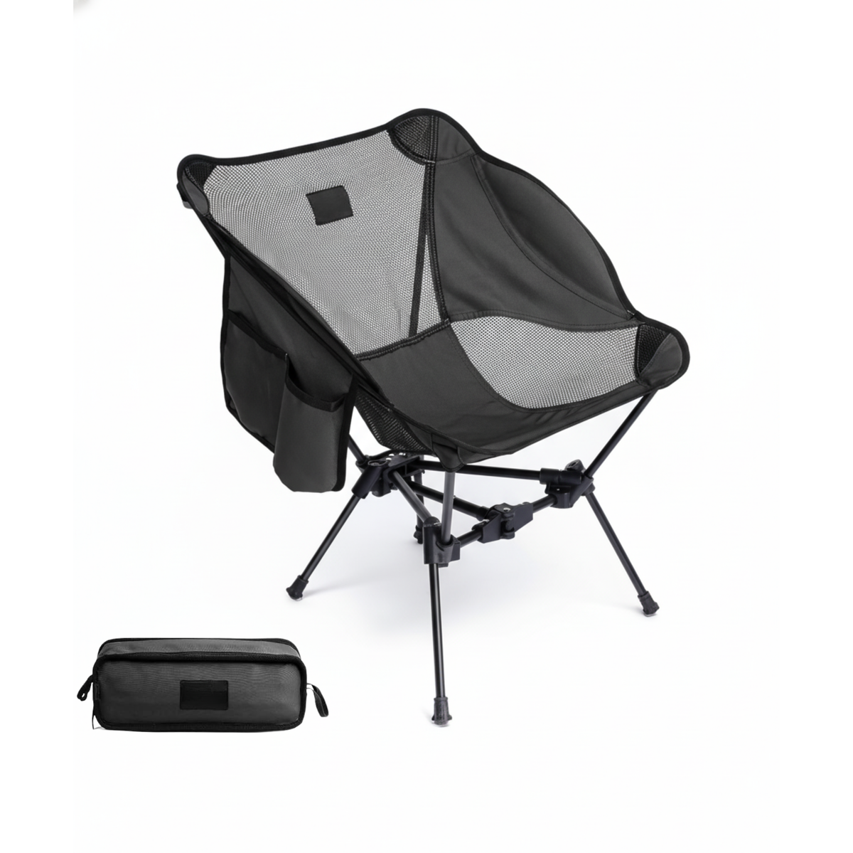 Portable Folding Camping Chair with Aluminum Frame and Carry Bag