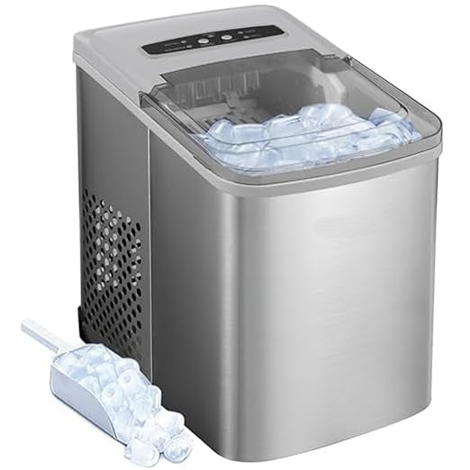 Portable Ice Maker with 26 lbs per day Capacity and Clear Window