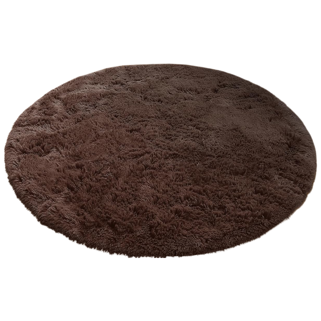 Round Machine Washable Area Rug with High Pile and Anti-Slip Backing