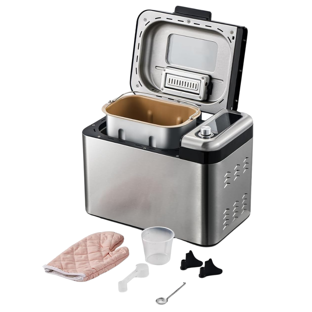Silver Large Capacity Bread Maker Machine with 15 Programs & Timer