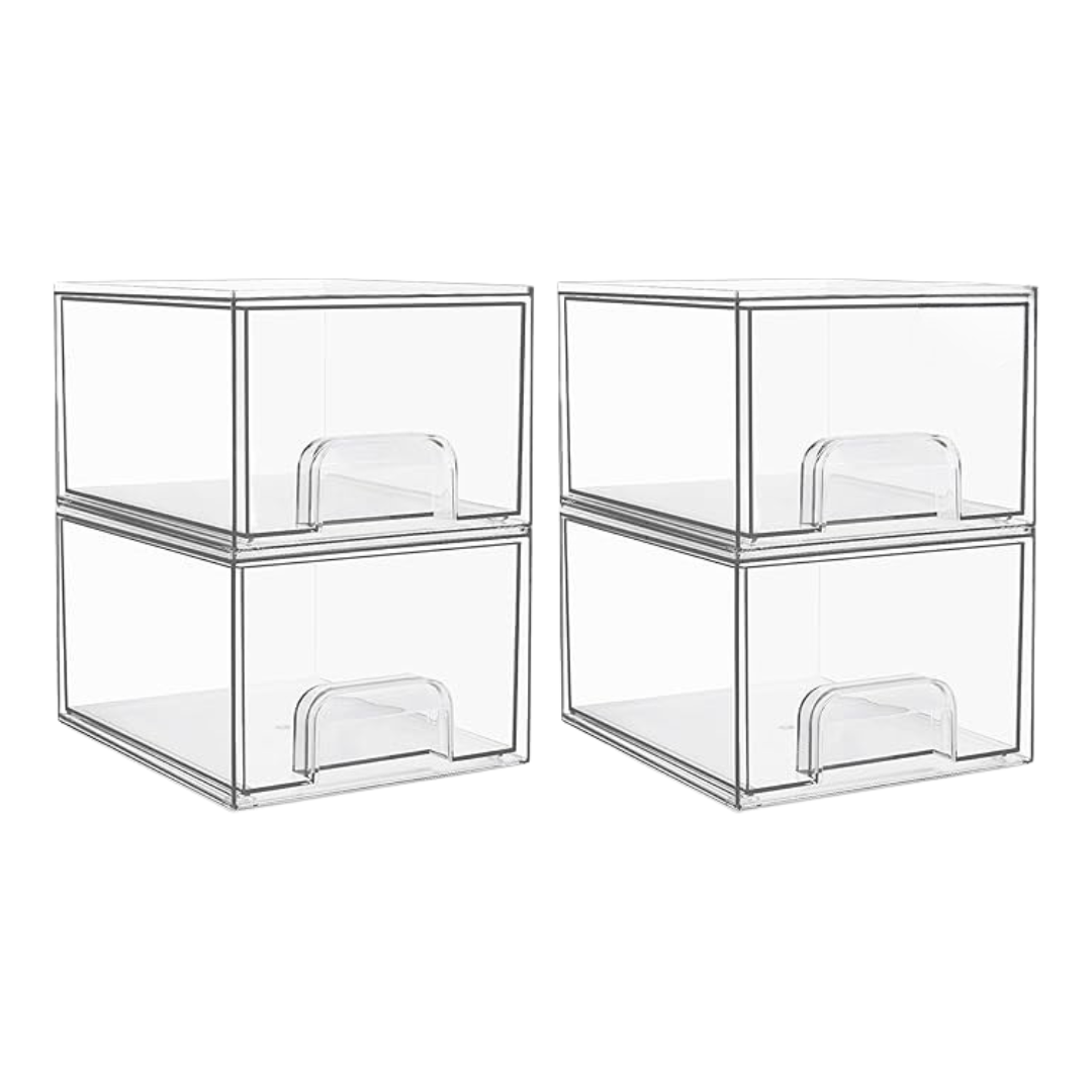 Stackable Storage Drawers Clear Acrylic Bathroom Organizer for Vanity