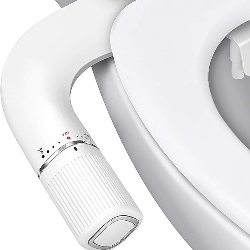 Toilet Bidet Attachment with Dual Nozzle, Water Control, Manual Knob