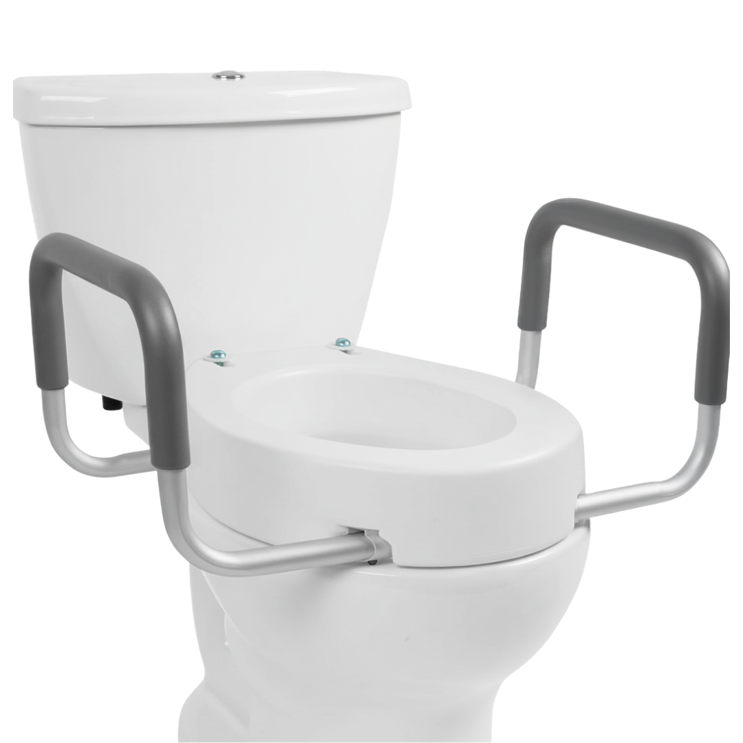 Toilet Seat Riser with Handles for Seniors Fits Most Elongated Toilets