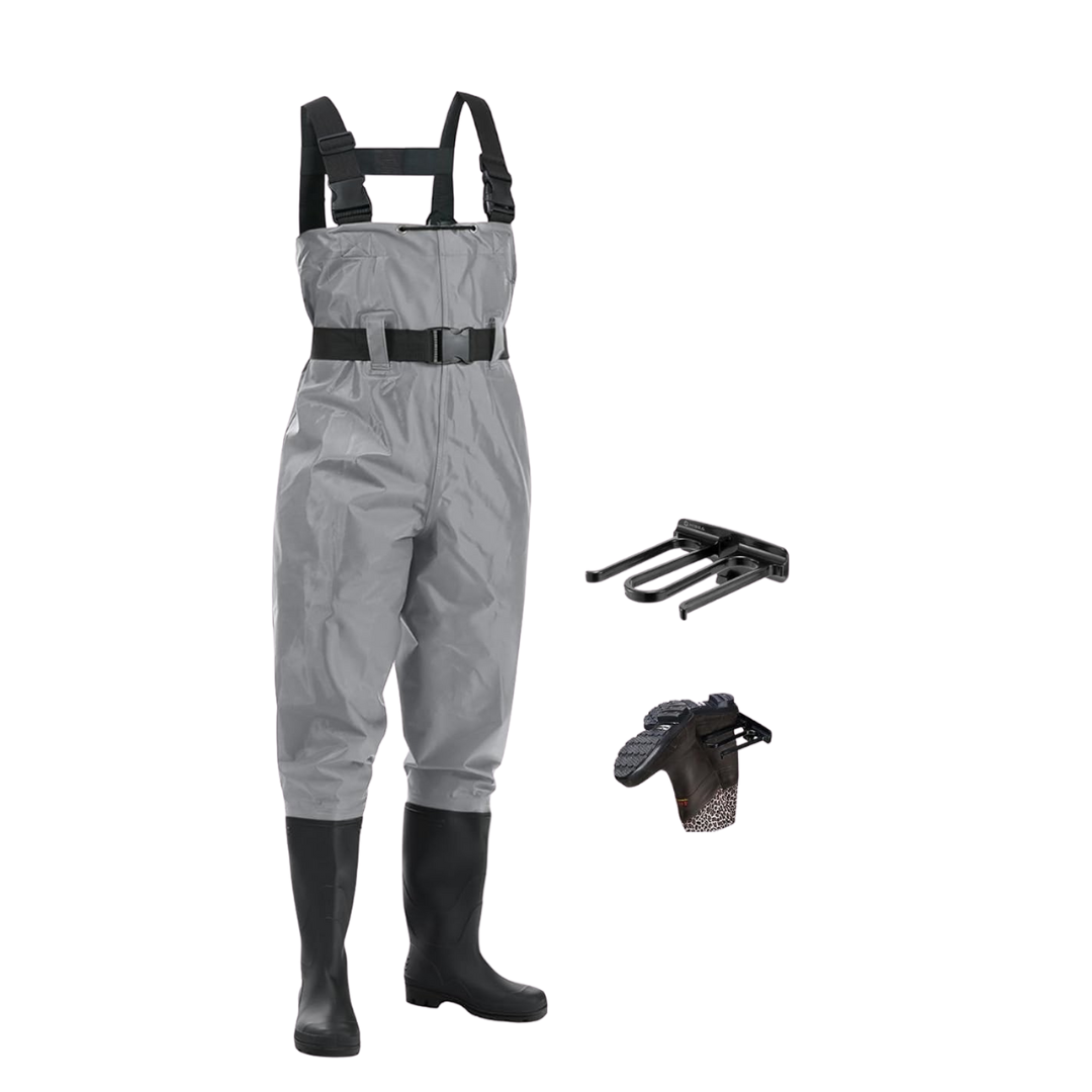 Unisex Nylon Chest Waders with PVC Boots for Fishing and Fieldwork
