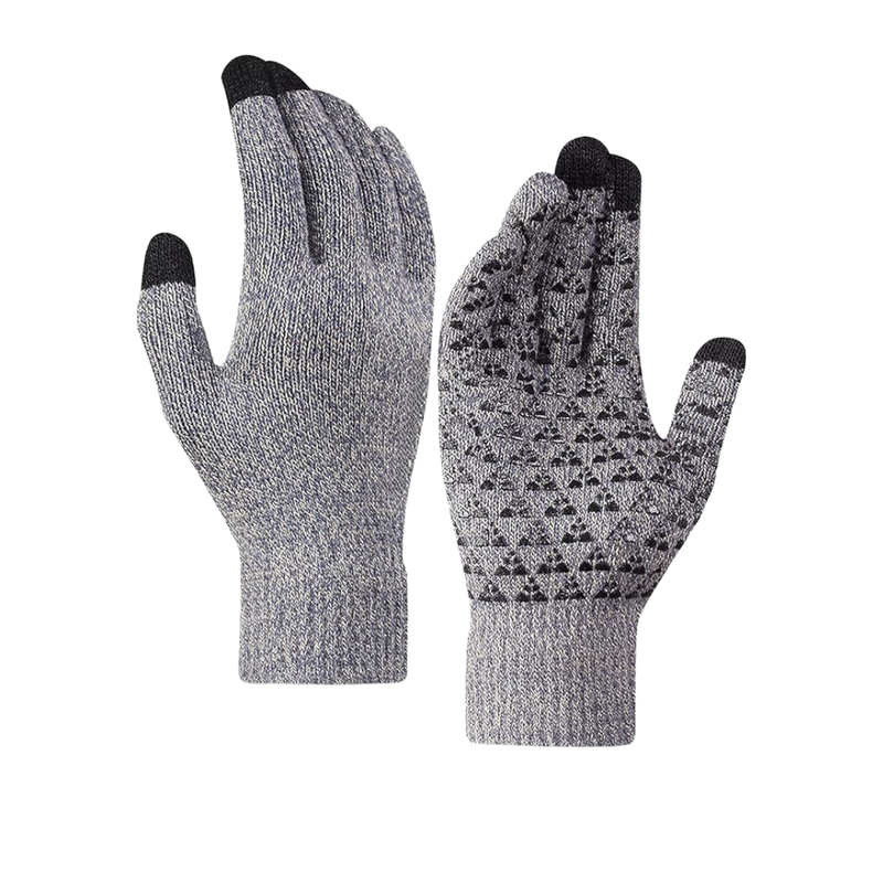 Unisex Touchscreen Knit Gloves with Silicone Grip and Soft Lining