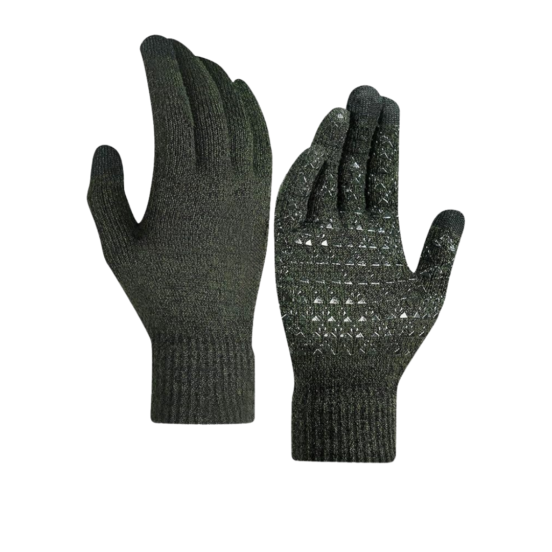 Unisex Touchscreen Knit Gloves with Silicone Grip and Soft Lining