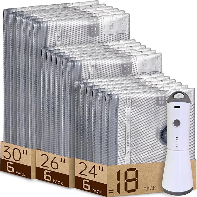 Vacuum Seal Bags for Travel, Packing with Rechargeable Air Pump