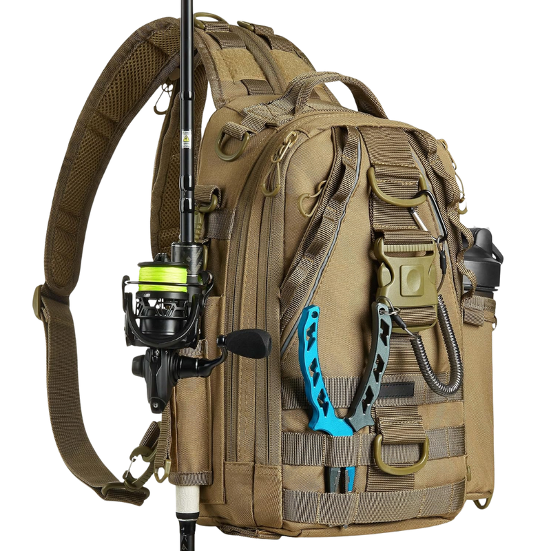 Water-Resistant Fishing Backpack with Rod Holder & Gear Storage