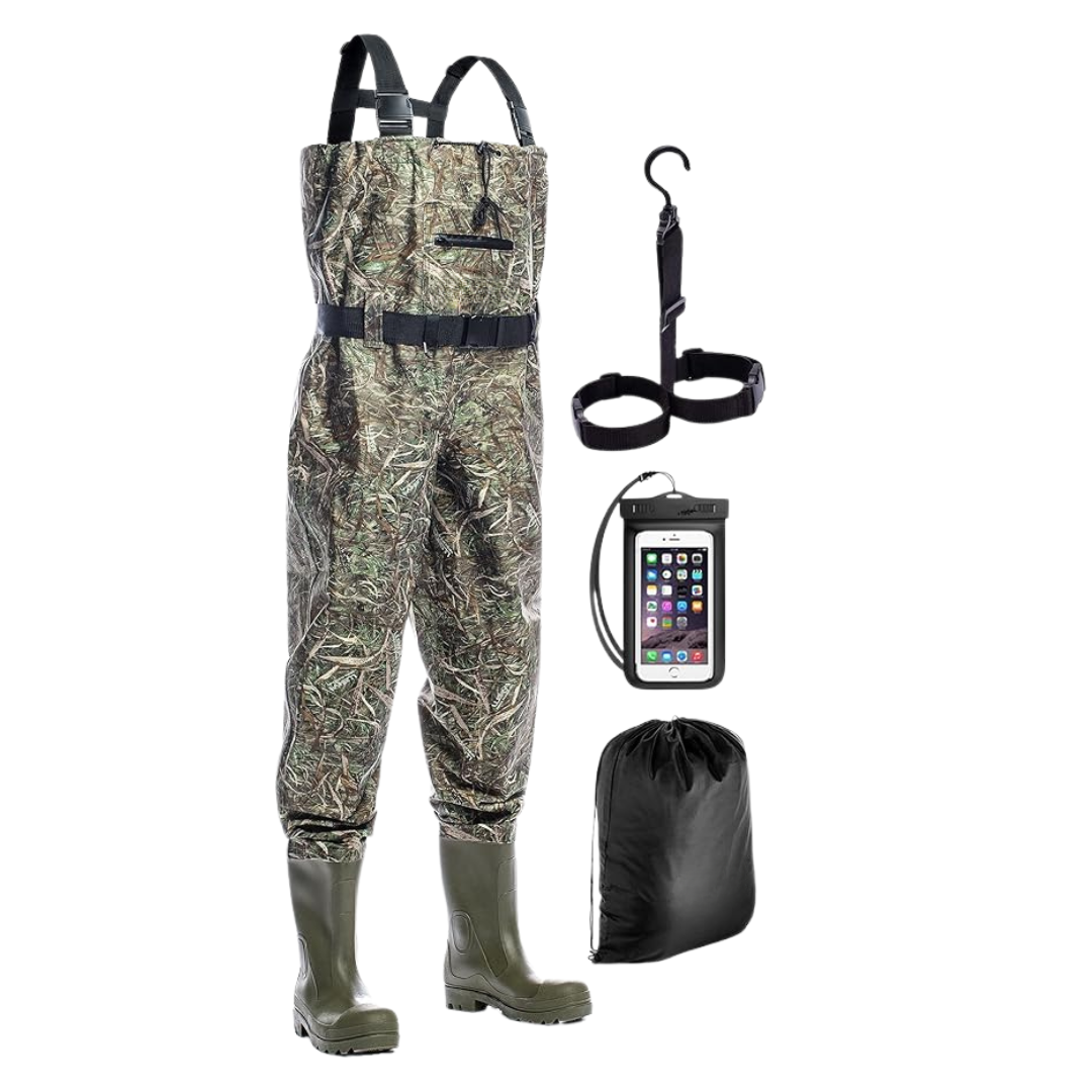 Water-Resistant Nylon Chest Waders with Boots for Fishing & Hunting